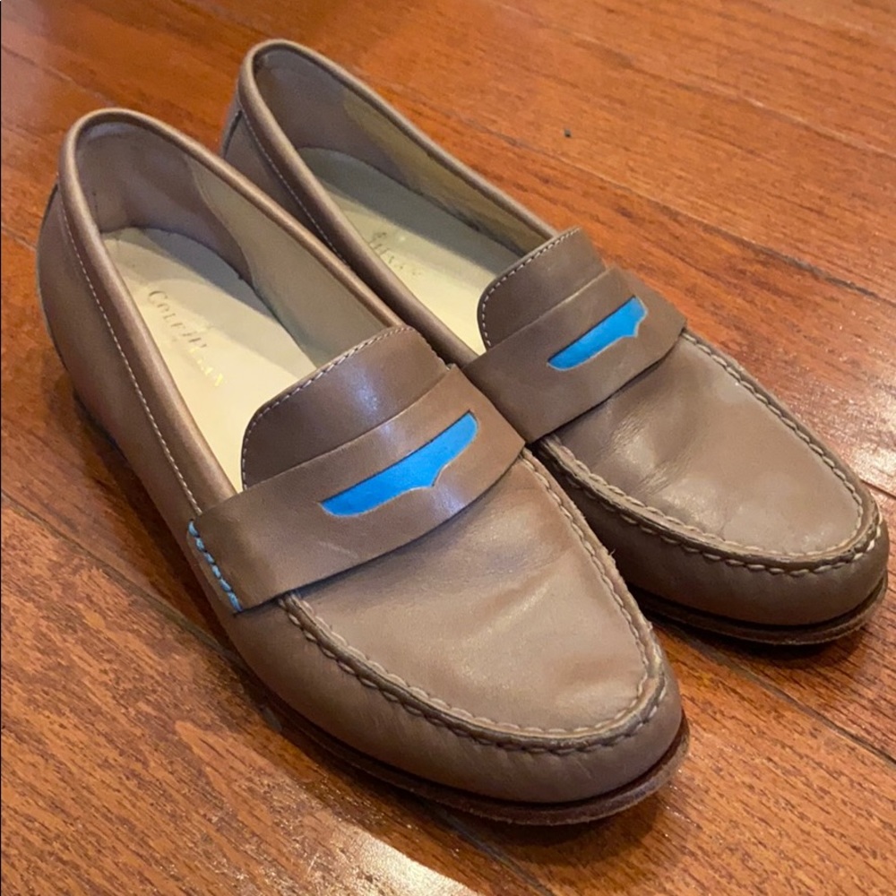 Cole Haan Cream Tan and Blue Soft Leather Loafer